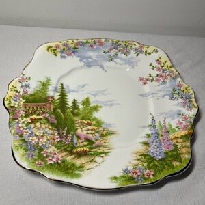 Royal Albert Square Dinnerware Plate. Bone China. Kentish Rockery. England